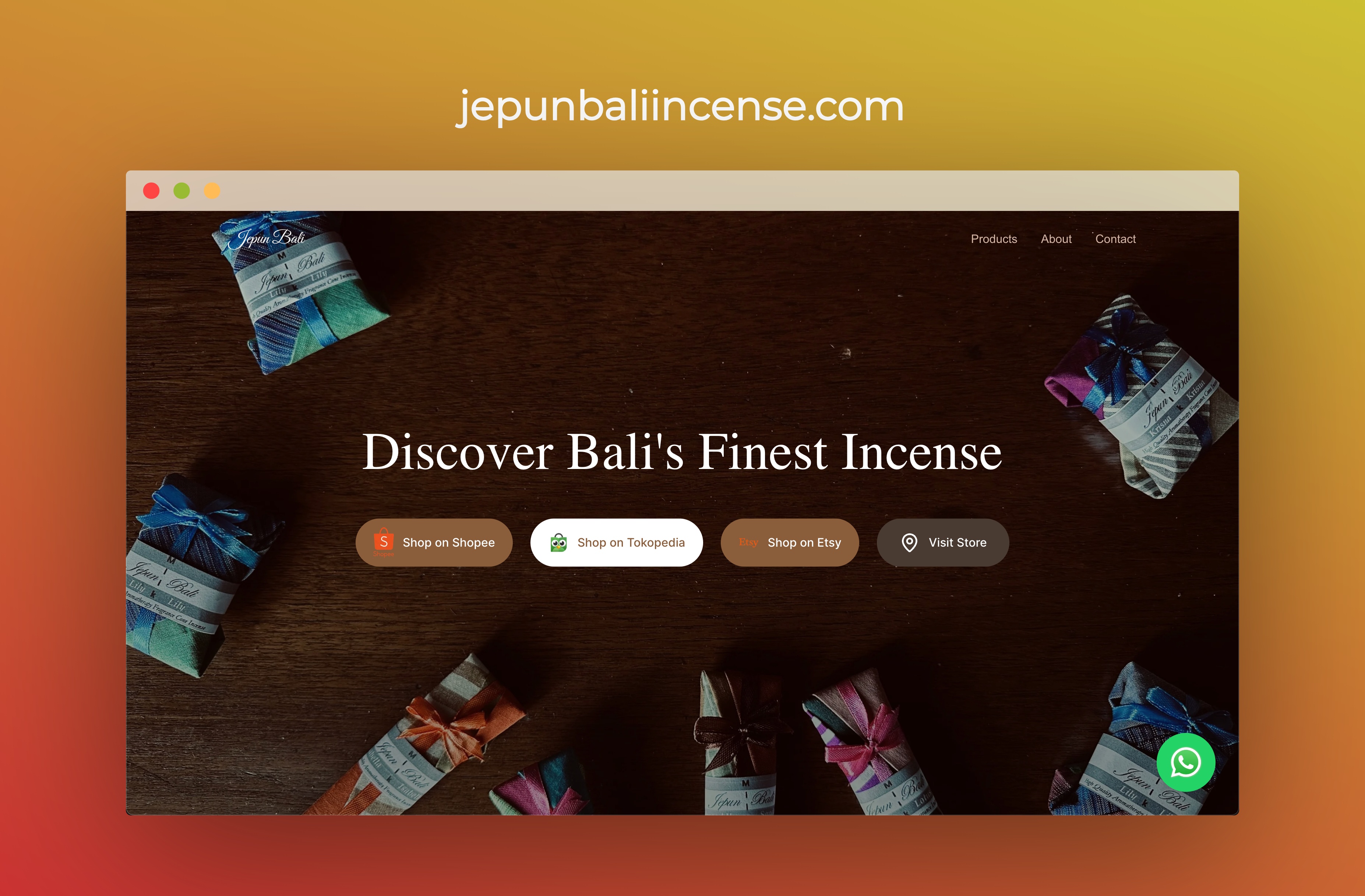 Jepun Bali Incense website preview